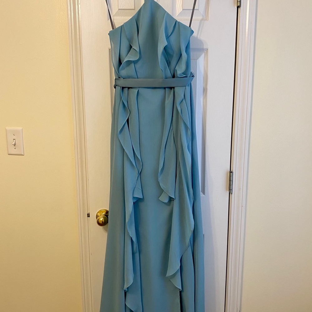 Vera Wang White Waves Ruffled Bridesmaid Dress